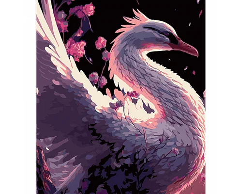 Картина за номерами Краса лебедя на чорному фоні розміром 40х50 см Strateg: (AH1110)