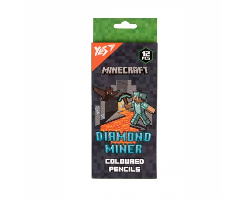 Олівці кольорові 12 кольорів Minecraft Diamond Miner YES (290720)