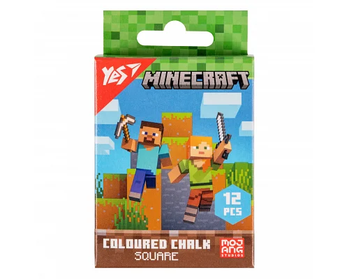 Крейда кольорова квадратна 12 шт 6 кол Minecraft YES (400483)