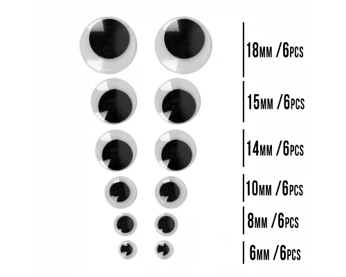 Глазки самоклеющиеся черные ассорти 36 шт Santi (954651)