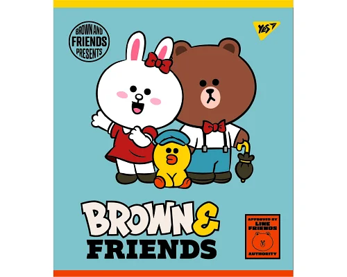 Тетрадь Line Friends А5 12 листов клетка YES (766795)