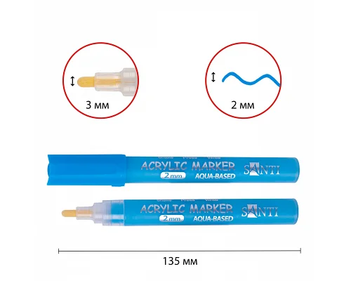 Маркер акриловий SAC-15 синій 2 мм Santi (391044)