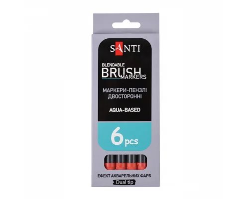 Маркер акварельный Brush Marker SWB-07 красный двусторонний Santi (391063)