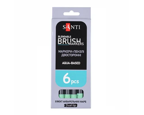 Маркер акварельный Brush Marker SWB-23 зеленый двусторонний Santi (391079)