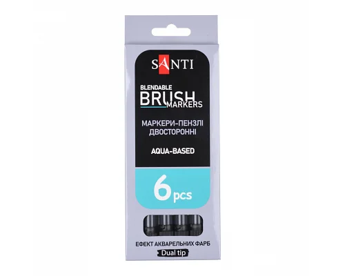 Маркер акварельный Brush Marker SWB-32 черный двусторонний Santi (391088)