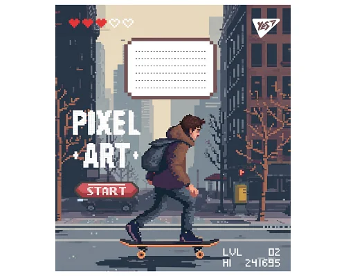 Тетрадь школьная Pixel art А5 12 листов косая линия YES (767212)