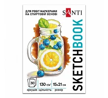 Альбом для скетч-маркерів SANTI Fresh А5, 30 аркушів, склейка, 130г/м2 (743211)