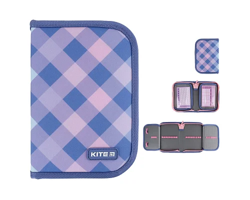 Пенал-книжка без наповнення Kite NEW Purple Chequer 20x14x4 (K24-622-3)