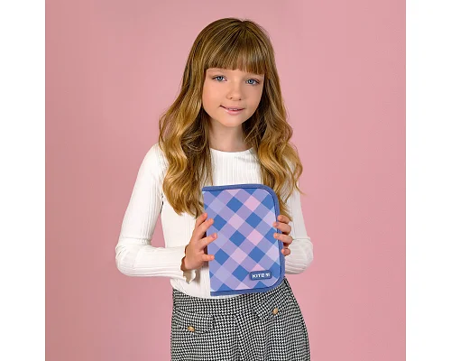 Пенал-книжка без наповнення Kite NEW Purple Chequer 20x14x4 (K24-622-3)