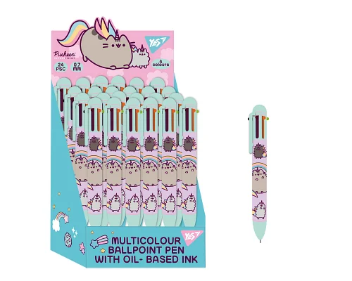 Ручка кулькова Pusheen 0.7 мм автоматична 6 кольорів YES (412246)