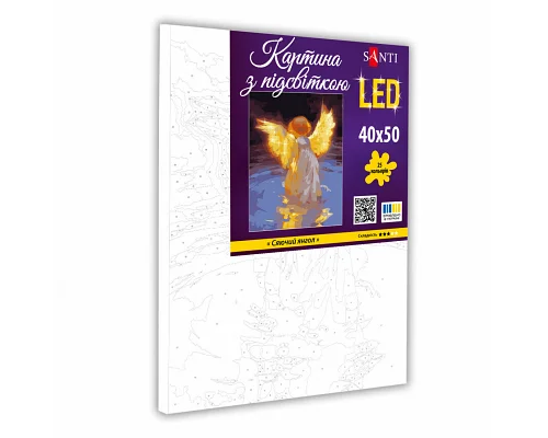 Картина за номерами Сяючий янгол, 40*50см, LED підсвітка SANTI (955081)