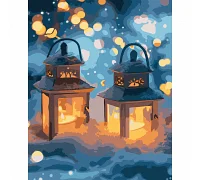 Картина за номерами Ліхтарики у снігу, 40*50см, LED підсвітка SANTI (955084)