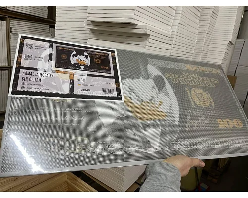 Алмазна мозаїка XXL Скрудж Макдак Качині історії долар чорний 40х80 см Орігамі (OD3287)