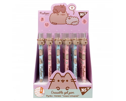 Ручка гелева пиши-стирай Pusheen 0 5 мм синя Yes 2 шт (420398)