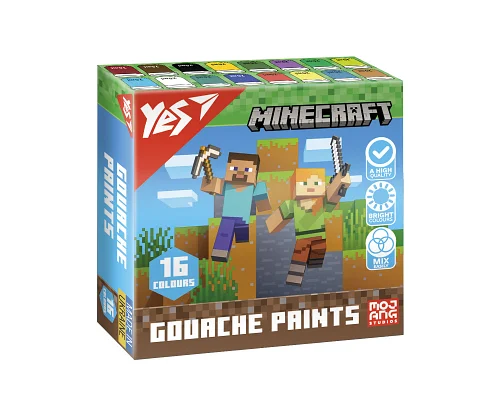 Фарби гуашеві Minecraft 16 кольорів по 20 мл Yes (230408)