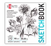 Скетчбук для графіки Flowers 20х20см 30 арк. склейка 110г/м2 Santi (743208)