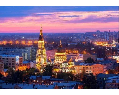 Алмазна мозаїка Собор Успіння у Харкові вночі без підрамника, 30*40см, ТМ Dreamtoys (S30004)