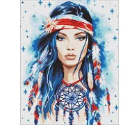 Алмазна мозаїка Амулет Індіанки з голограмними стразами art_selena_ua 40х50 Ідейка (AMO7993)