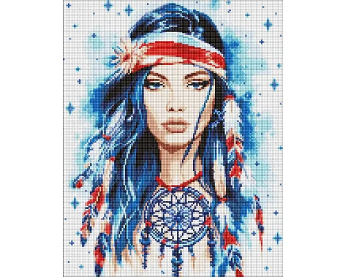 Алмазна мозаїка Амулет Індіанки з голограмними стразами art_selena_ua 40х50 Ідейка (AMO7993)