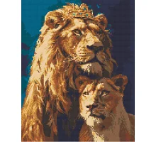 Алмазна мозаїка Король лев і левиця 40*50 см Орігамі (OD0320)