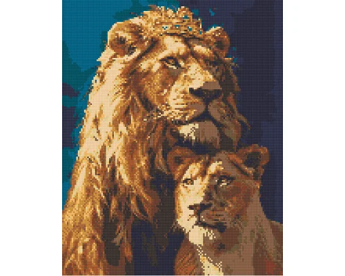 Алмазна мозаїка Король лев і левиця 40*50 см Орігамі (OD0320)