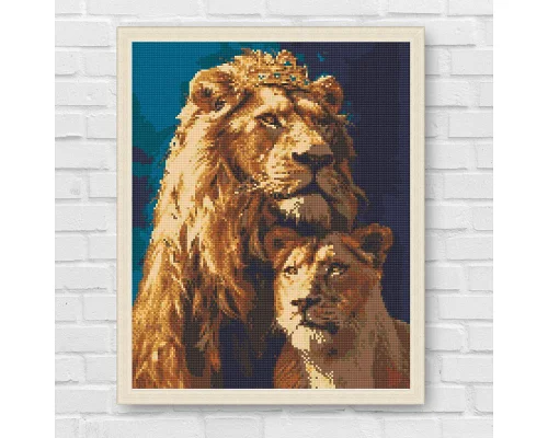 Алмазна мозаїка Король лев і левиця 40*50 см Орігамі (OD0320)