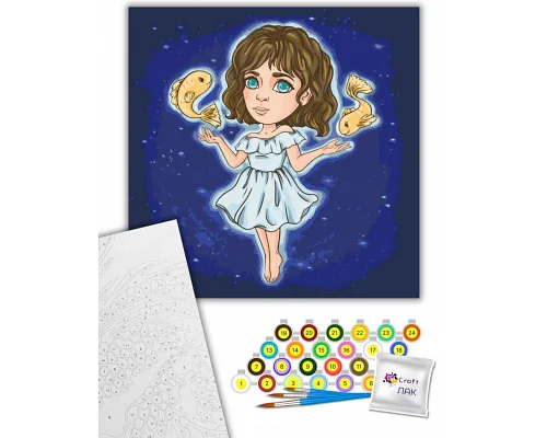 Картина за номерами знаки зодіаку Риби 40х40 см Art Craft (10099-AC)
