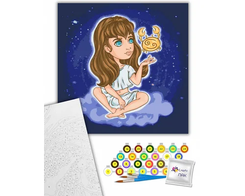 Картина за номерами знаки зодіаку Рак 40х40 см Art Craft (10098-AC)