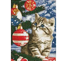Алмазная мозаика Котенок под елкой с голограммными стразами (AB)  art_selena_ua 30х40 Идейка (AMO7787)