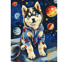 Картина за номерами Космічний хаскі 30х40 см Ідейка (KHO6645)