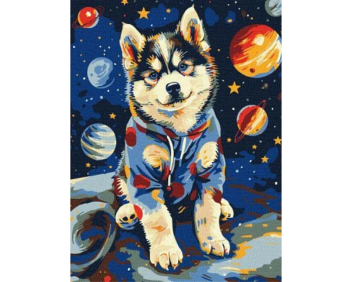 Картина за номерами Космічний хаскі 30х40 см Ідейка (KHO6645)