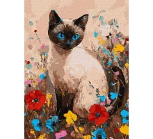 Картина за номерами Кішечка у квітах art.solomiia 30х40 см Ідейка (KHO6694)
