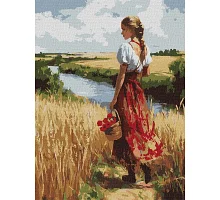 Картина по номерам Украинка и поля  art_selena_ua 30х40 Идейка (KHO8486)