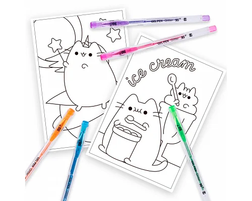 Раскраска А4 Pusheen с гелевыми ручками с глиттером 1 Вересня (450168)