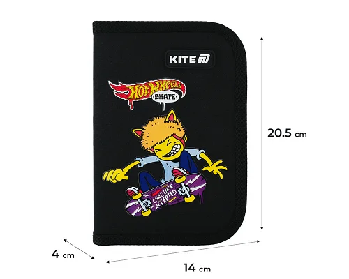 Пенал-книжка шкільний Kite Hot Wheels Skate (HW25-622-2, 1 відділення, 2 відворот)