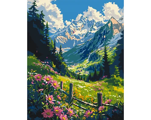 Картина по номерам Горная лужайка в Карпатах 40*50 см Origami (LW3435)