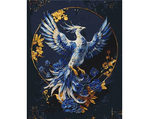 Картина за номерами Фенікс з фарбами металік 40*50 см Орігамі (LW3447)
