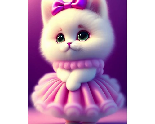 Алмазна мозаїка Кошеня в рожевій сукні 20*20 см Dreamtoys (S10036)