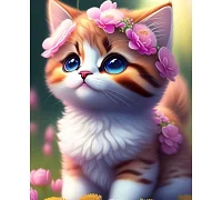 Алмазна мозаїка Кошеня з вінком 20*20см Dreamtoys (S10039)
