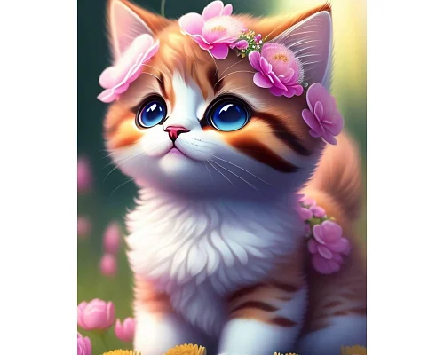 Алмазна мозаїка Кошеня з вінком 20*20см Dreamtoys (S10039)