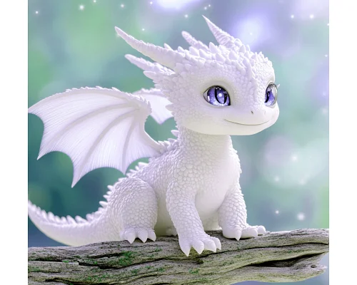 Алмазна мозаїка Білий дракон 20*20см Dreamtoys (S10166)