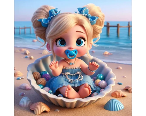 Алмазна мозаїка Крихітка біля моря 20*20см Dreamtoys (S10195)