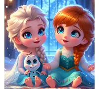 Алмазна мозаїка Крижане серце Ельза і Анна 20*20см Dreamtoys (S10203)