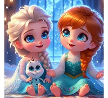 Алмазная мозаика Ледяное сердце Эльза и Анна 20*20см Dreamtoys (S10203)