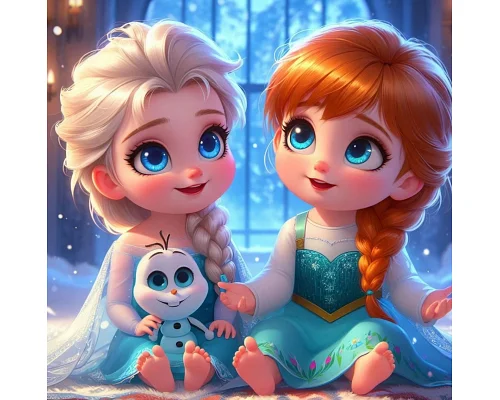Алмазная мозаика Ледяное сердце Эльза и Анна 20*20см Dreamtoys (S10203)