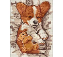 Алмазная мозаика Сонный корги  Идейка 30х40 (AMO8044)
