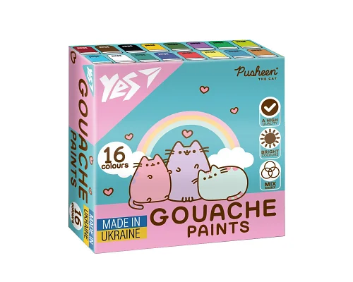 Фарби гуашеві Pusheen 16 кольорів по 20 мл Yes (230403)