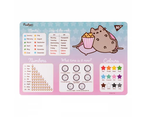 Підкладка для столу Pusheen Popcorn з підказками англ А3 Yes (492260)