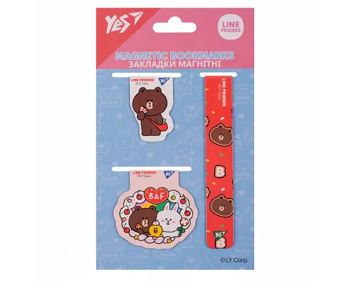 Закладки магнітні Line Friends 3 шт Yes (708358)