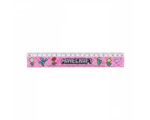 Лінійка 20 см Minecraft Girl рожева Yes (370684)